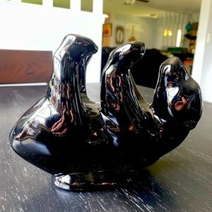 Camark Pottery Polar Bear holding bowl. Exclusive color Black, bowl not included